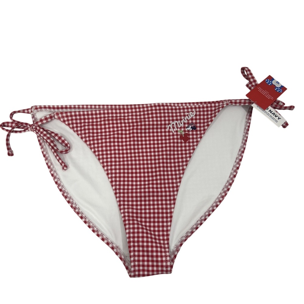 Old Navy Women XXL Minnie Mouse Red Gingham String Bikini Swim Bottom New Tags